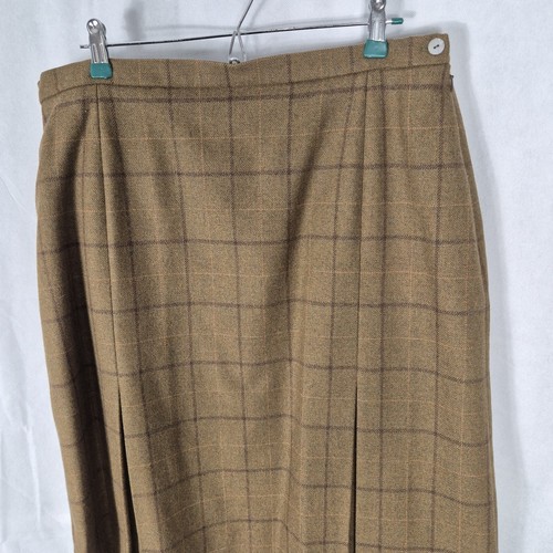 Ladies Skirt Size 18 House Of Bruar Pure Wool Brown Check Tweed Casual Country - Picture 4 of 8