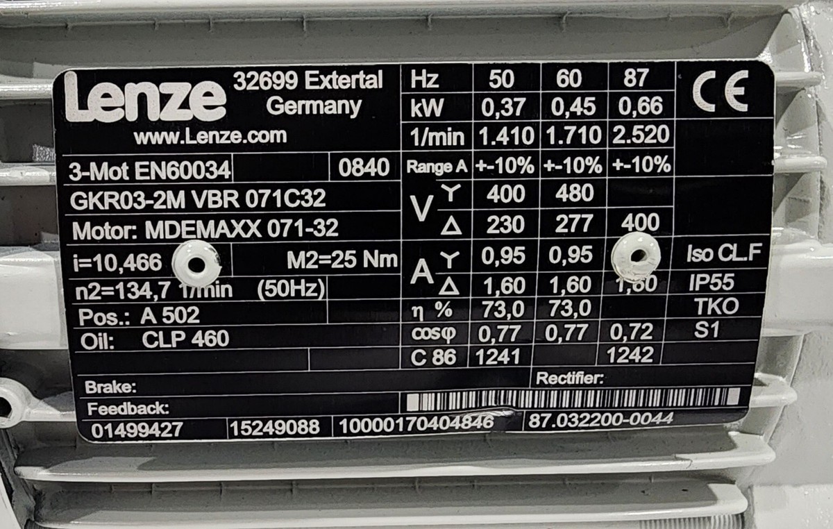 Lenze motor - Gearbox MDEMAXX 071-32 / GKR03-2M VBR071C32