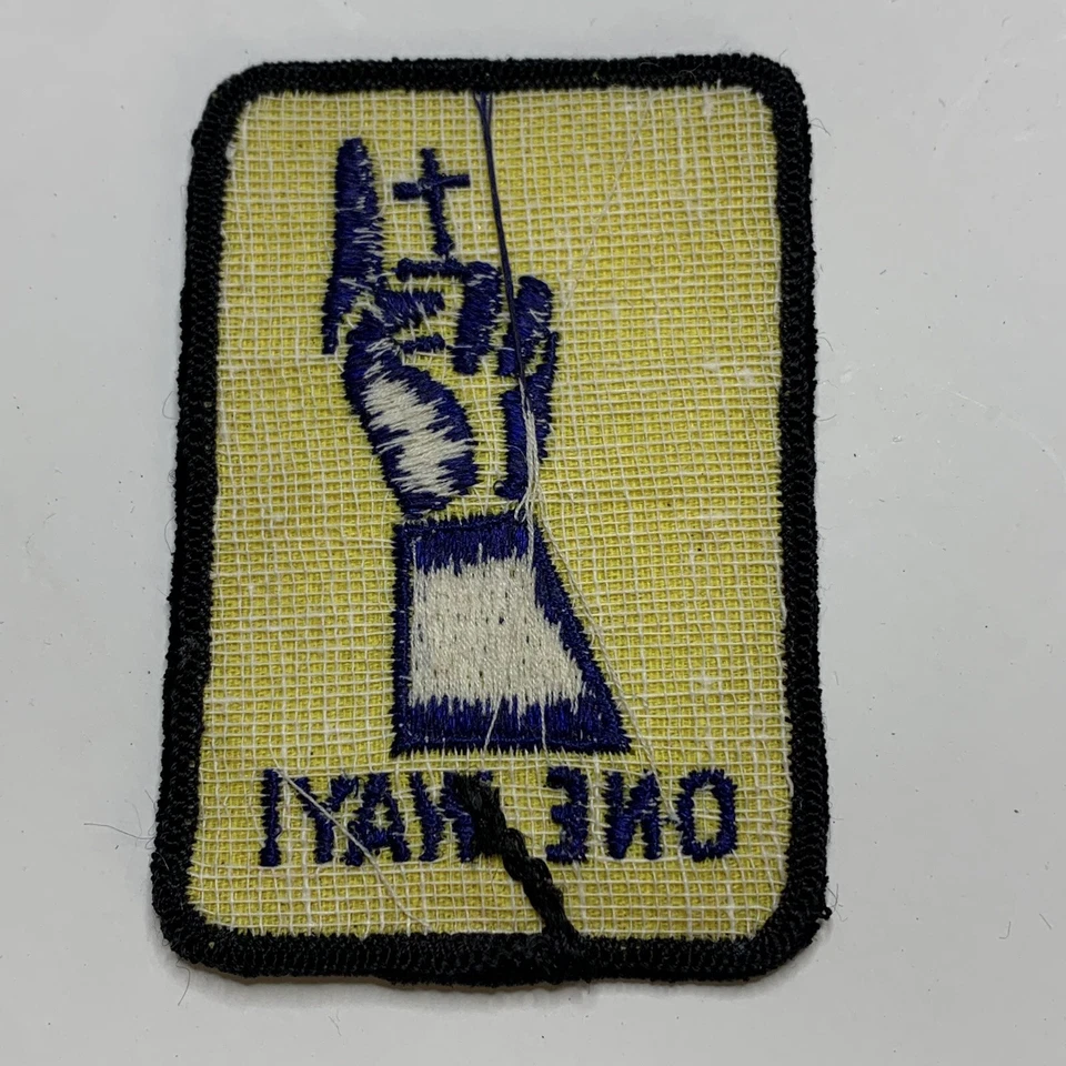 Vintage 1970's One Way JESUS Hand Finger Christian Religious Embroidered Patch - Image 2 of 2