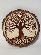 Wood Slice - Drink Coasters - Set of 4 -Tree of Life 3.5" -  Laser Engraved