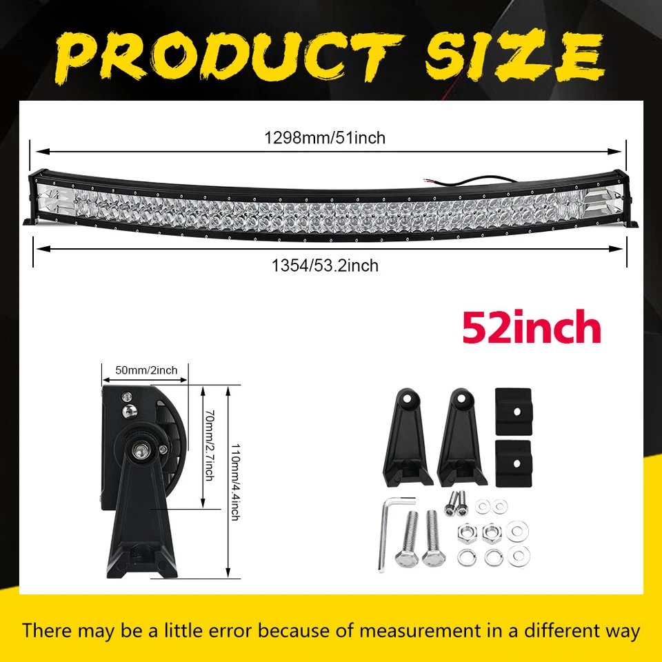 Combo de barra de luz LED 52 pulgadas 1800 W + cableado SUV todoterreno de 4" para Ford 4X4 Foto 2 de 4
