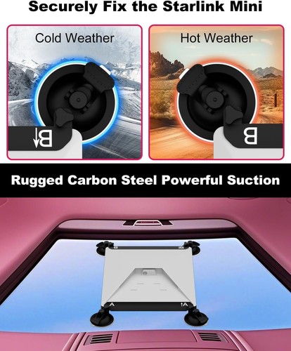 For Starlink Mini Sunroof Suction Cup Car Mount with Four Suction Cup Base Satel - Zdjęcie 3 z 8