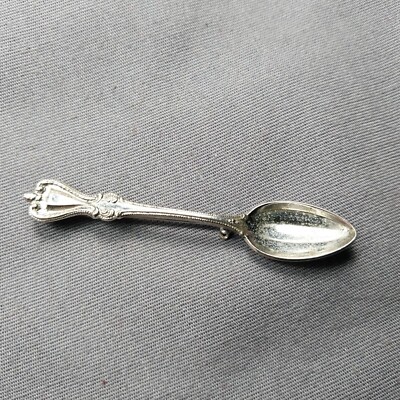 Ornate Silver-Toned Spoon 2.5'' Jacket Brooch Pin