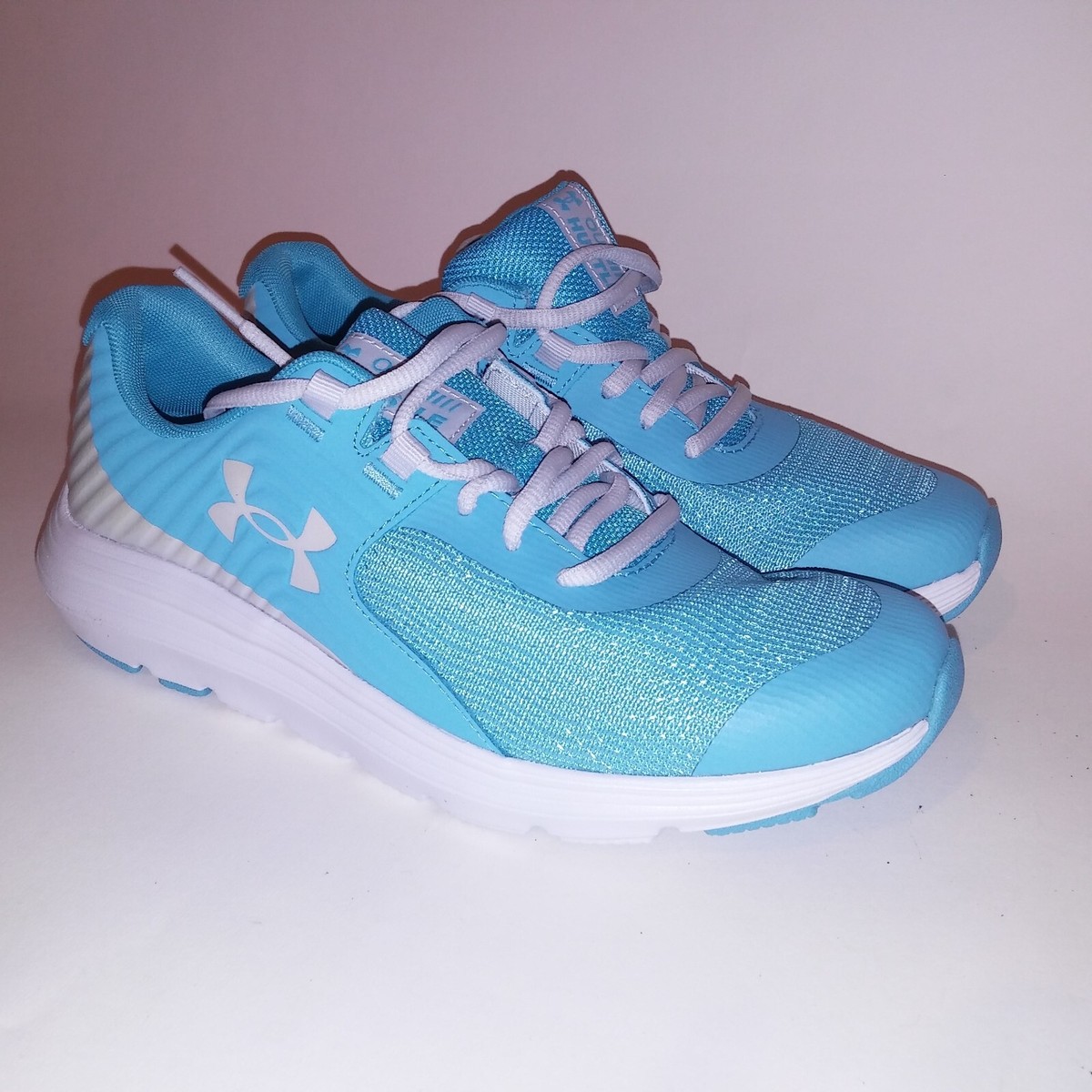 Under Armour Sneakers Girls Kids Youth Blue Gray Outhustle Print Tennis  Shoes Br