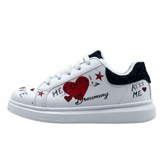 Scarpe Sneakers Bambina suola alta Love Details Bianco CN8818
