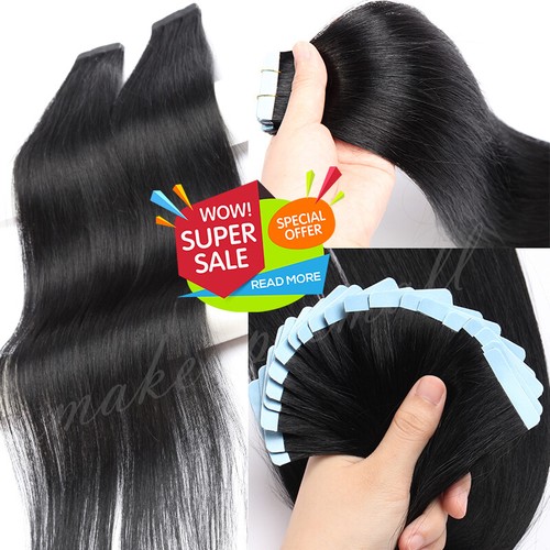 Tape In Real Human Remy Hair Extensions 60pcs 150G Full Head Skin Weft Balayage - Picture 15 of 48