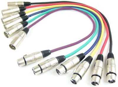 1 Set 0,5 m Adam Hall XLR Mikrofonkabel Patchkabel 6 Farben Neutrik kompatibel