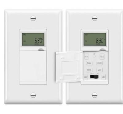 2 Pack Enerlites Digital In Wall 7 Day Programmable Timer HET01-C-WSID2P (dg)
