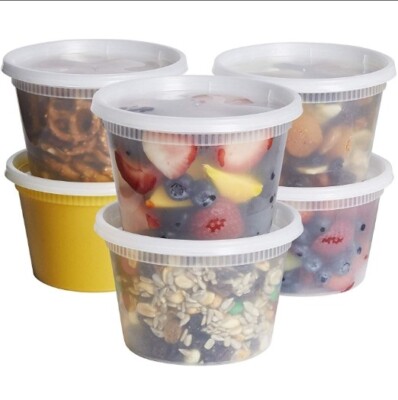 16 oz Round Deli Food/Soup Storage Containers w/ Lids Microwavable Clear Plastic