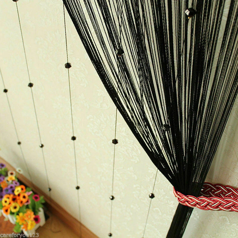 Cadena Borla Cortina Cuentas de Cristal Puerta Ventana Panel Divisor de Habitación Panel de Cuentas Foto 4 de 4