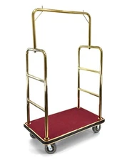 Hotel luggage cart | Bellman's Cart | Rectangular Red Carpet Base | Square Top.