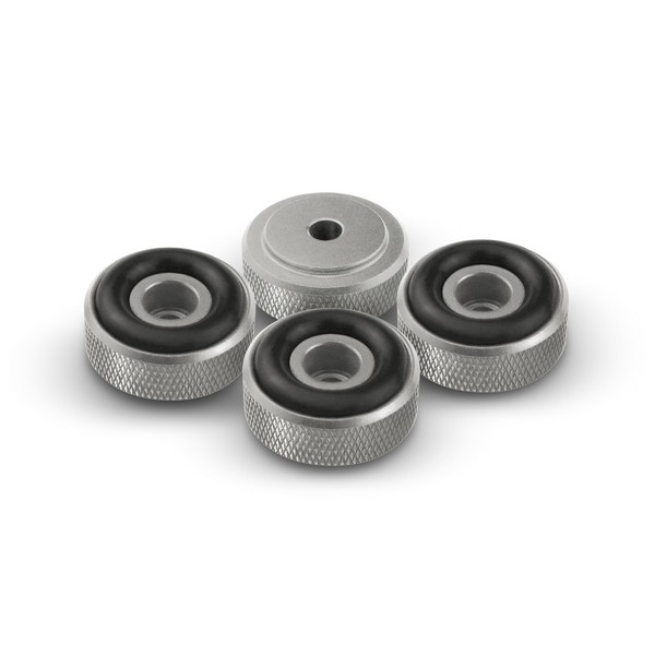 4X Dynavox Hifi-GeräTefüßE Alu Mit RäNdelung Mini BoxenfüßE GummidäMpfer Silbern-image
