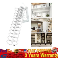 882 LBS White Wall Mounted Folding Loft Ladder Stairs Attic Ladder Loft Stairs