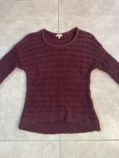 Takara Burgundy Knit Sweater Large Fuzzy 