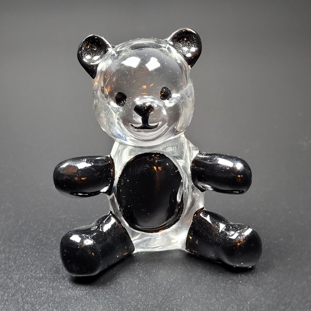 Art Glass Panda Bear  Clear Glass Made In Italy