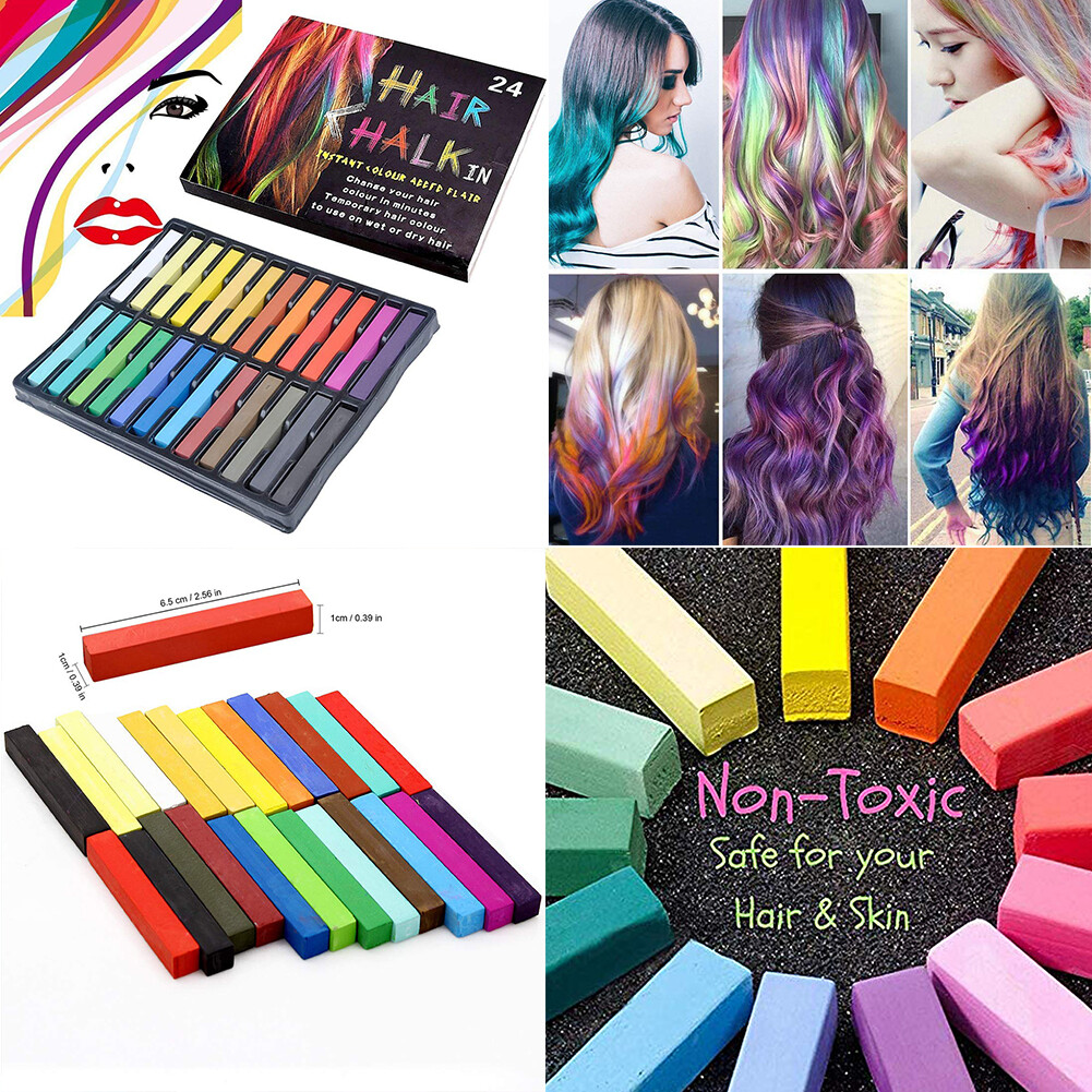 US 12 Color Set Temporary Hair Chalk Set Washable Color One-time Dye Kid Safe