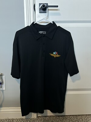 S Nike Golf Indianapolis Motor Speedway Polo Shirt Fit Dry Black Short Sleeve