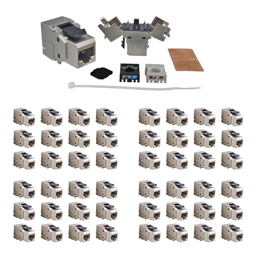 48x RJ45 Keystone Modul Cat.6a 500 Mhz 10Gbit vollgeschirmt werkzeuglos Premium