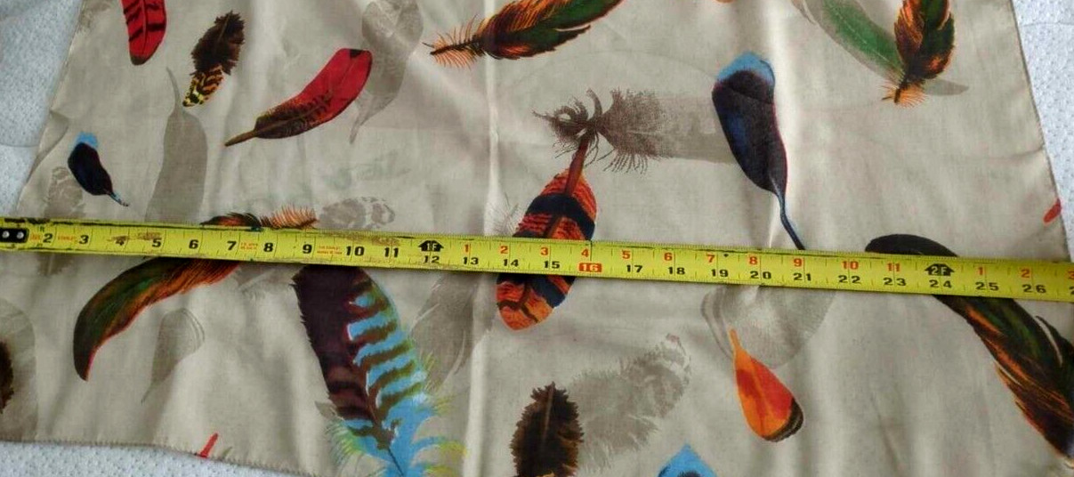 2 Chic Long Fall Colored Feather Pattern Beige Sc… - image 13