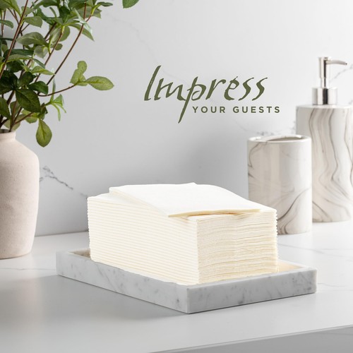 White Linenfeel Dinner Paper Napkins For Dinners Parties Hand Towels And Caterin - Picture 2 of 5