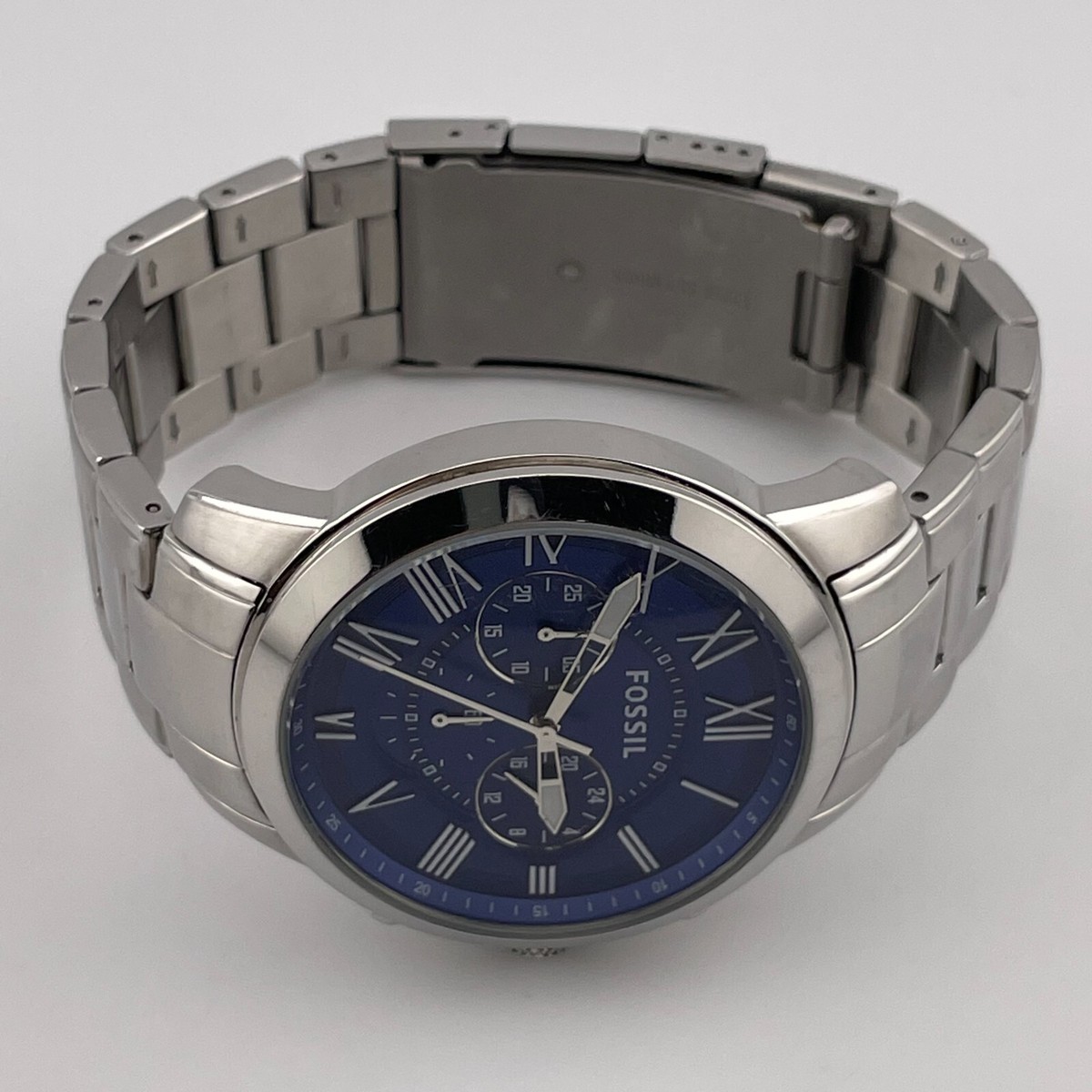 Fossil Grant Watch FS4844 Mens Chronograph 44mm Case Blue Dial