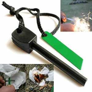 survival Camping Emergency Gear Kit Magnesium Flint Stone Fire Starter Lighter *