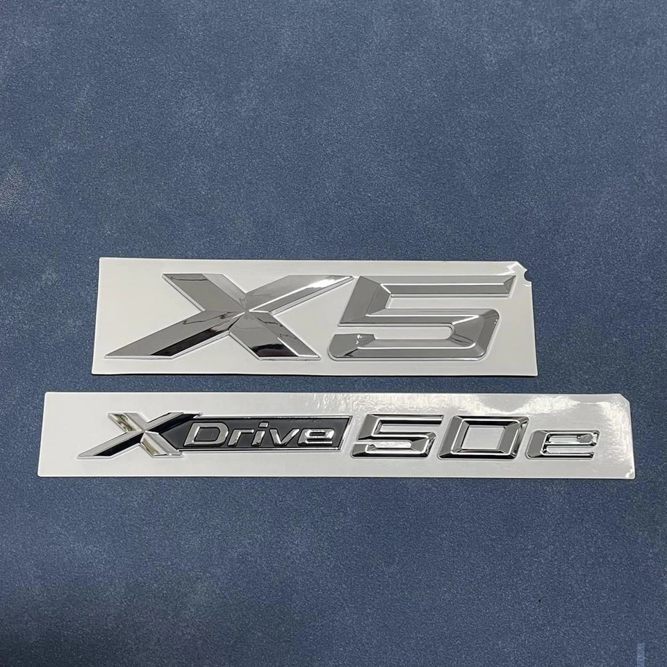 Chrome/Black 2PCS For X5 Sport & XDrive 50e Rear Trunk Emblem Badge Sticker NEW - Image 3 of 3