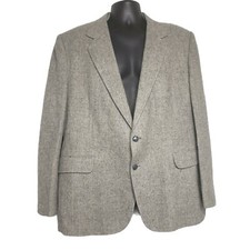 Haggar Vintage Wool Blazer Gray 2 Button Jacket 46R