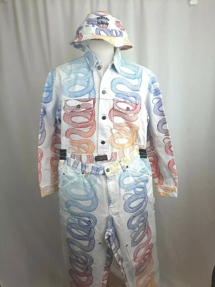 NWT Supreme x HYSTERIC GLAMOUR Snake Denim Trucker Jacket + Pants + Hat  KPOP TEN