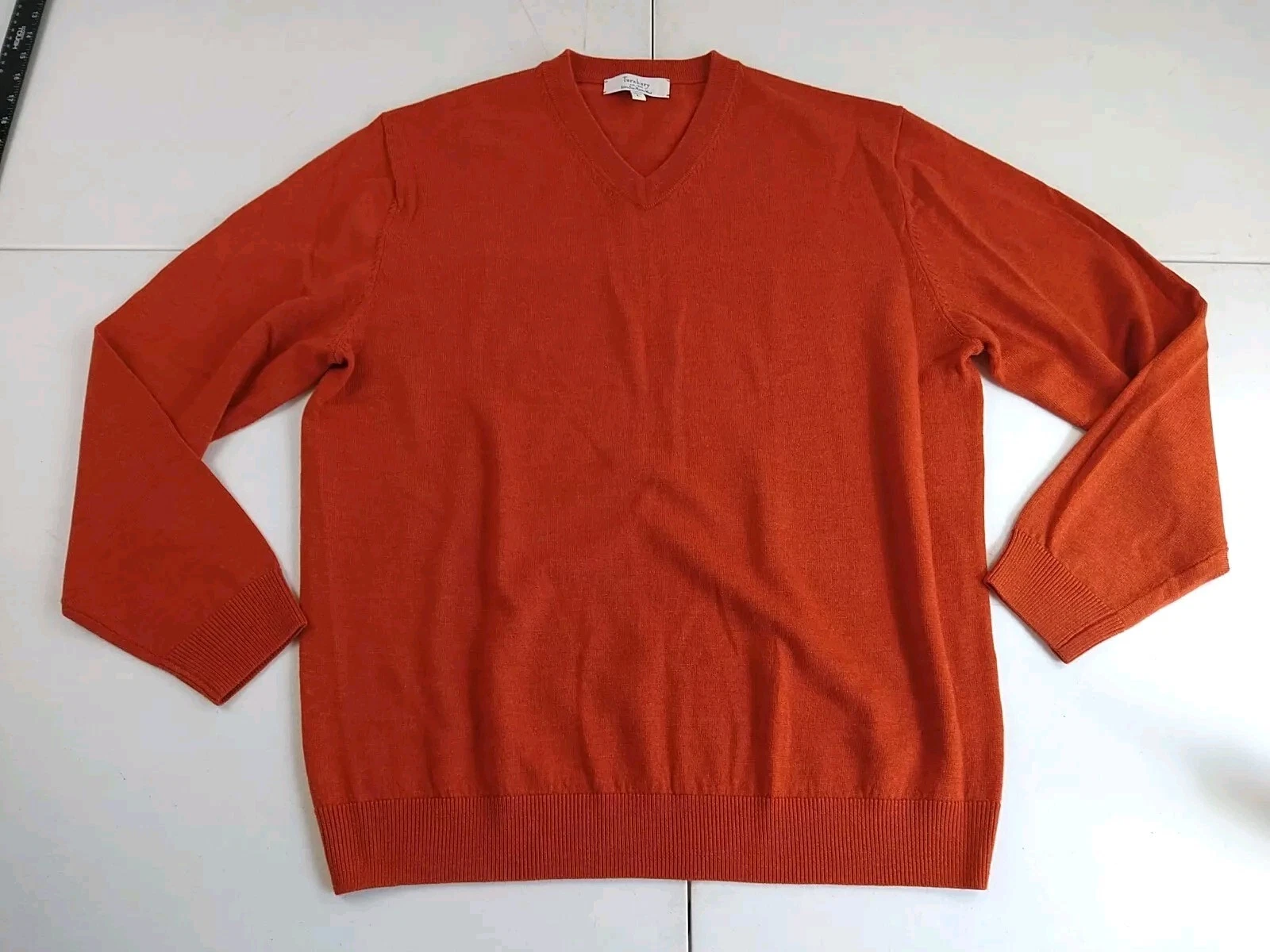 Turnbury Sweater Men L Rust Extra Fine Marino Wool Pullover Golf Classic Preppy