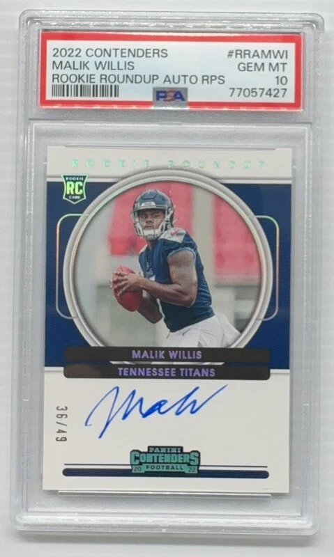 Malik Willis Panini Contenders Rookie Roundup Autograph Rps #RRAMWI Base