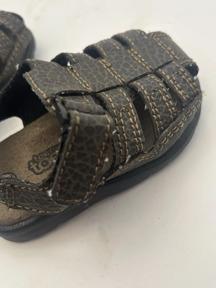 Sandalias Infantiles Teeny Toes Talla 2W Marrón Pescador Bebé Zapatos Ancho Gancho Lazo Foto 4 de 4
