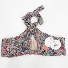 PQ Swim PILYQ Aria Bikini Top SZ D Paisley NWT Twist Halter Swim Shimmer Resort