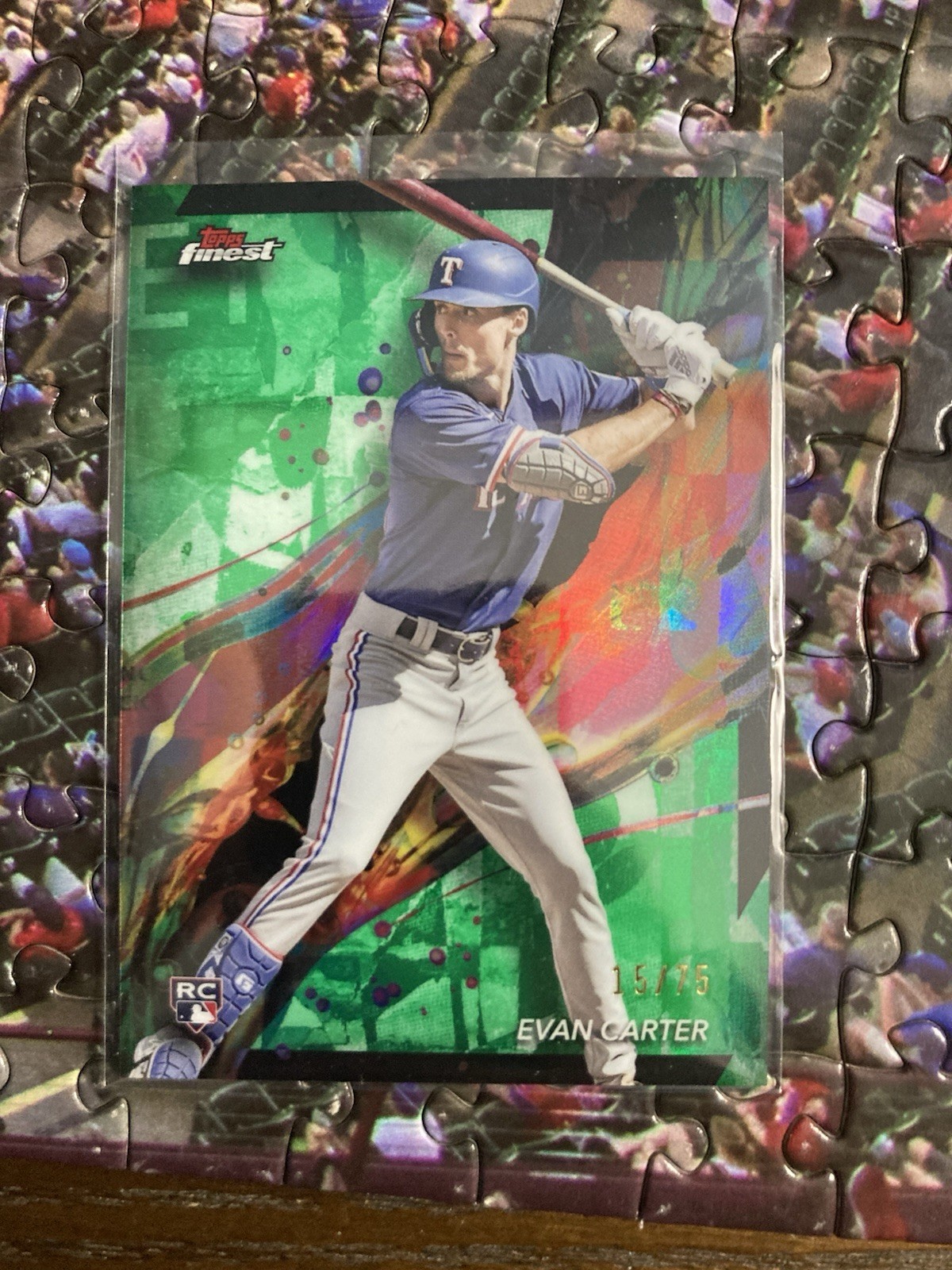 2024 Topps Finest - Common Evan Carter #62 Green Refractor /75 (RC)