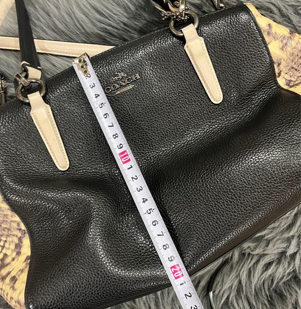 COACH Python Leather Medium Shoulder Bag Black La… - image 15