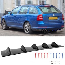 For Skoda Octavia VRS MK2 Black Rear Bumper Diffuser Spoiler Splitter 5-Fins Lip