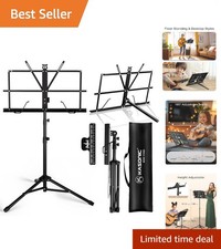 2-in-1 Portable Music Stand  Book Stand   Adjustable Height, Lightweight Design