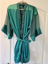 Victoria Secret Vintage 80s Green Polyester Pajama Robe Gold Label One Size