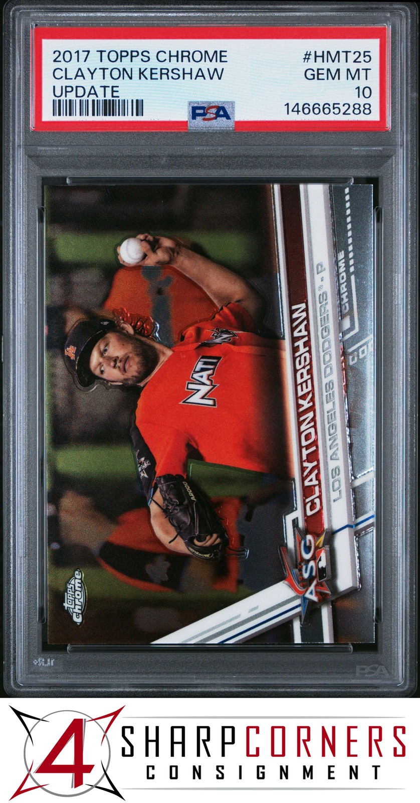 2017 TOPPS CHROME UPDATE #HMT25 CLAYTON KERSHAW PSA 10