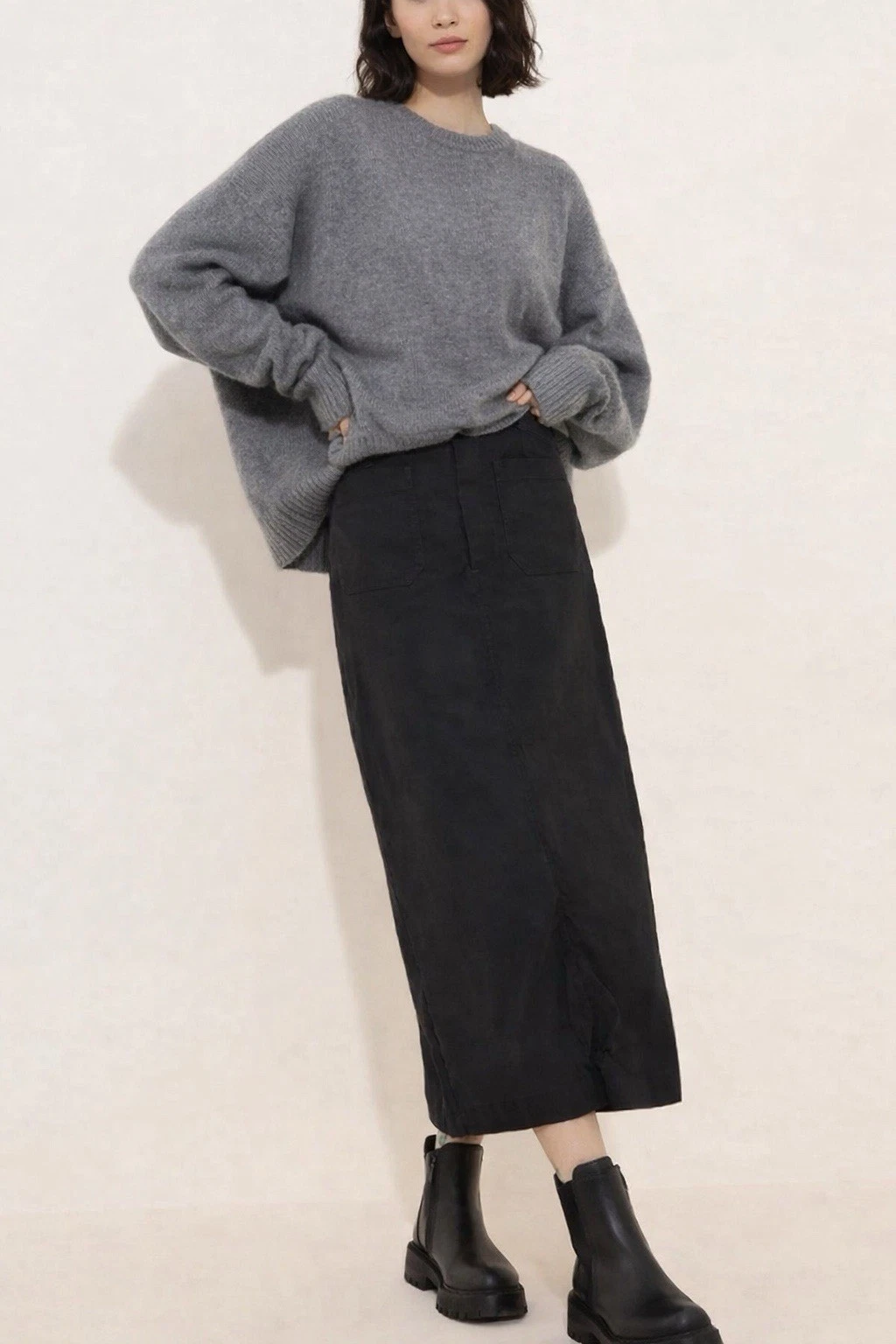 Anthropologie Maeve Colette Black Long Maxi Skirt Linen Blend Womens size XL