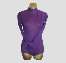 VTG SEARS AWESOME BODYSUIT PURPLE SILKY DIAMOND HONEYCOMB TEXTURE ON TREND MED