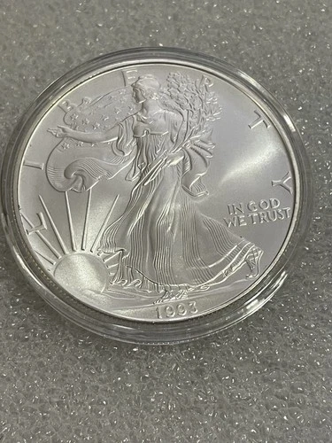 1993 American Silver Eagle- 1 Troy Ounce .999 Fine Silver in Capsule-Spotting