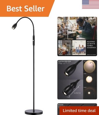 Modern Matte Black LED Beam Floor Lamp - Flexible Gooseneck, Soft White Light
