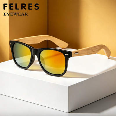 Bamboo Wood Square Sunglasses For Men Women Wooden Temple Retro Outdoor Glasses