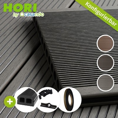 WPC Terrassendielen Komplettbausatz XXL Hohlkammer BPC, inkl. Unterkonstruktion