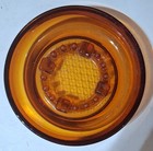 Vintage Large Amber Glass Ashtray Cigarette Cigar - 8 in. Table Top - Heavy — photo 1