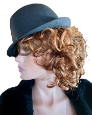Vintage 90 s FEDORA Style Black Felt Hat One-Size