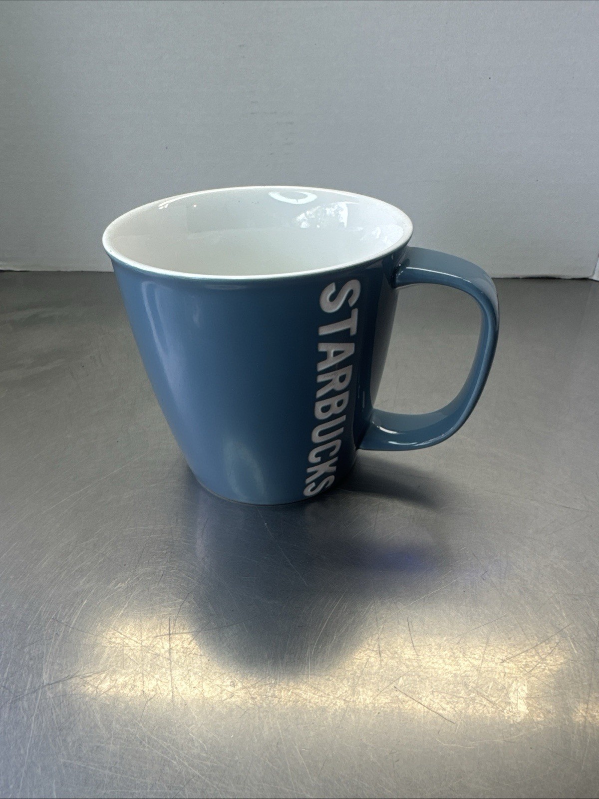 Starbucks Mug Coffee Cup 2010 Solid Blue w/White Starbucks Embossed ...
