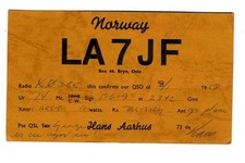 Oslo Norway QSL Card LA7JF 1958 Hans Aarhus