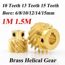 Brass Helical Gear 1/1.5 Mod 10 13 15 Teeth 45° Left Spiral Transmission Gears